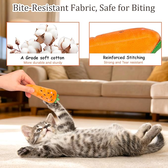 ETEKYER Catnip Cat Toys for Indoor Cats Kitten, 5 Pack, Vegetable Shape - Image 4