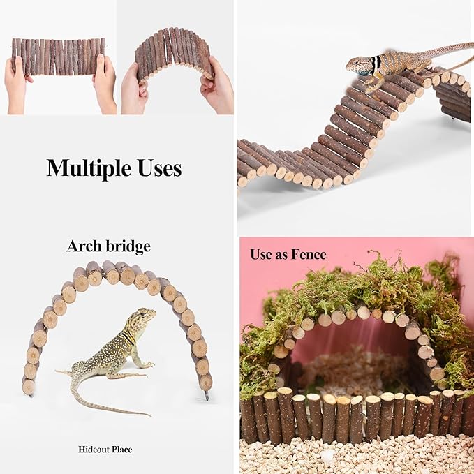 RUNANIA Bearded Dragon Tank Accessories, Reptile Mat Hammock Plants Bridge Jungle Climber Vines Terrarium Decorations for Bearded Dragon Lizard Snake