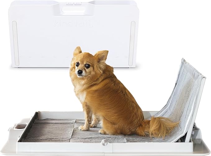 KindTail Pee PAWD - Holds Standard 24" x 24" Potty Pads - Leakproof Tray with Non-Slip Bottom, 1.5" Raised Edge & Modular Side Panel - Easy-to-Clean Plastic - Foldable Design - Handle for Travel