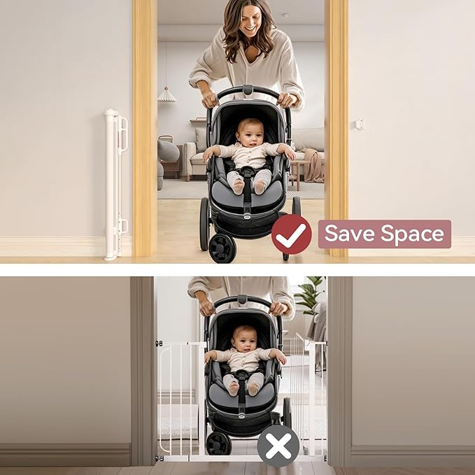 Retractable Baby Gate, Momcozy Mesh Baby Gate or Mesh Dog Gate, 33" Tall,Extends up to 55" Wide, Child Safety Gate for Doorways, Stairs, Hallways, Indoor/Outdoor