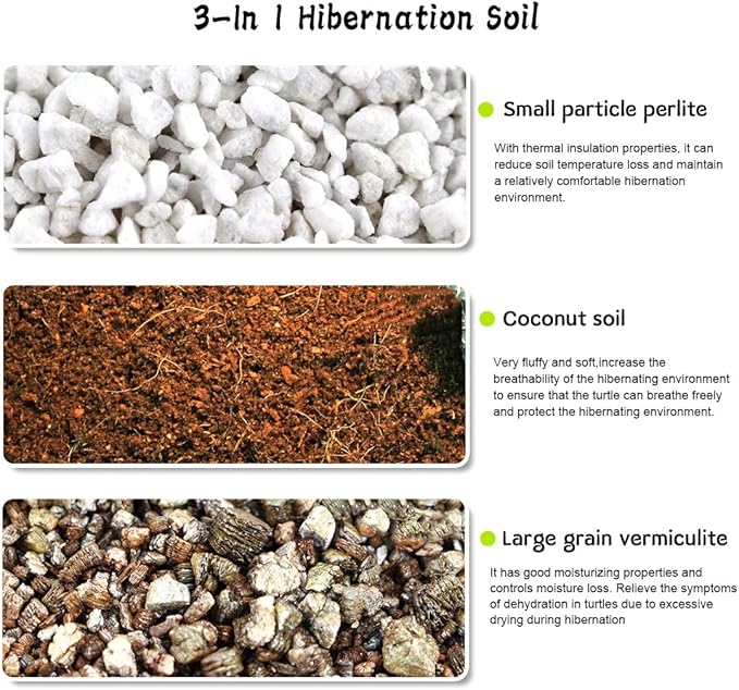 Hamiledyi 1.32LB Reptile Coconut Fiber Substrate Hibernant Soil Mix Perlite Vermiculite 3 in 1 Terrarium Bedding for Lizard Tortoise Chameleon Snake Iguanas Geckos Forg
