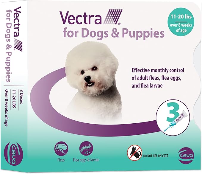 Vectra® for Dogs & Puppies Flea Treatment & Prevention for Small Dogs (11 – 20 lbs.) 3-Month Supply