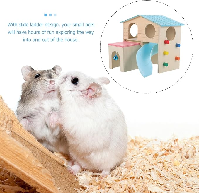 Hamster House Hideout Slide Deck Ladder Pet Exercise Playground Habitat Dwarf Gerbil Mice Rats