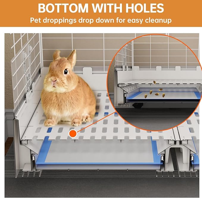 Oneluck Bunny Cage Indoor Rabbit Hutch with Pull Out Tray Rabbit, Guinea Pig, Chinchillas, and Small Animal Cage