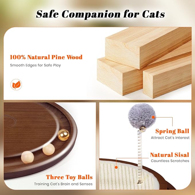 Cat Scratcher Toys Natural Sisal Pad Kitten Interactive Ball Track - Image 5