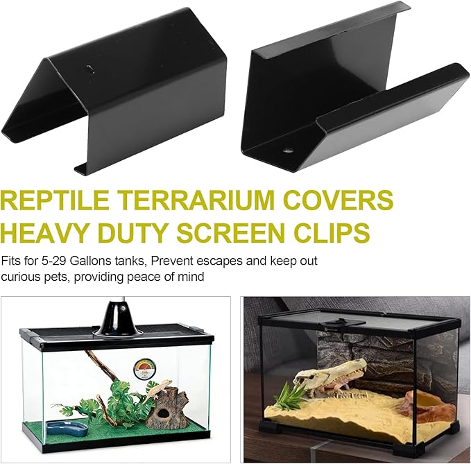 6Pack Reptile Terrarium Covers Heavy Duty Screen Clips for 5-29 Gallons, Aquarium Lid Clips for Reptile Tank Lid, Rreptile Enclosure Lock for Amphibian and Turtle Terrarium Covers