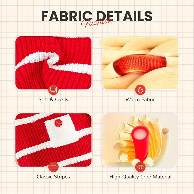 Small Dog Sweater with Cute Pocket Decoration, Striped Soft Stretchable Warm Puppy Clothes for Small Dogs Cats, French Bulldog, Chihuahua for Winter