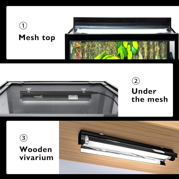 T5 HO UVB Lighting Kit, 8W Terrarium Hood with Detachable Curved Reflector, Desert 10.0 UVB T5 Lamp (8 Watts)