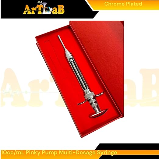 10mL Pinky Pump Syringe for Snake and Reptile Feeding | Multidosage Automatic Feeding Syringe | Chrome Plated
