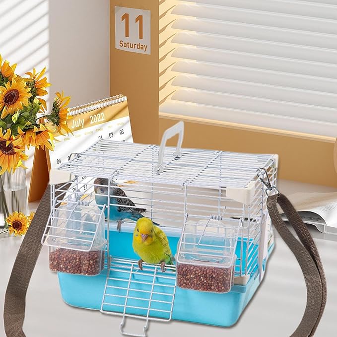 Bird Travel Cage - Portable Heavy-Duty Cages, Comfortable Handle, Small Animal Housing, Durable Pet Carrier | Safe Travel Cage for Cockatiels Budgies Peony Pearl Munias Home Outdoor