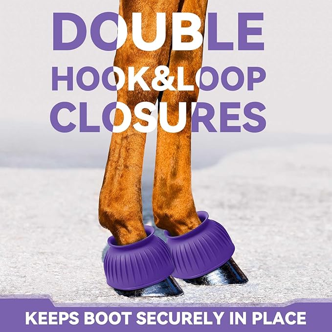 Abbylike Bell Boots for Horses 1 Pair/2 Pair Available, Protect Against Hoof Impact Trauma, Rubber Bell Boots Horse Care for Turnout, No Rub Design Wrap Hook and Loop