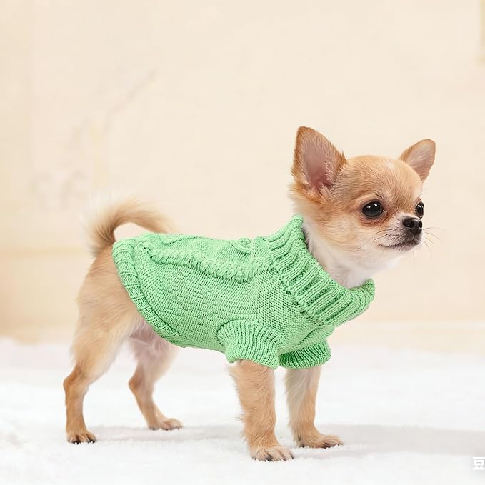 2 Pieces Chihuahua Clothes Dog Sweaters for Small Dogs Cute Puppy Cat Clothes Turtleneck Thick Warm Coat for Yorkie Cat Extra Small Dog Clothing (XX-Smal)