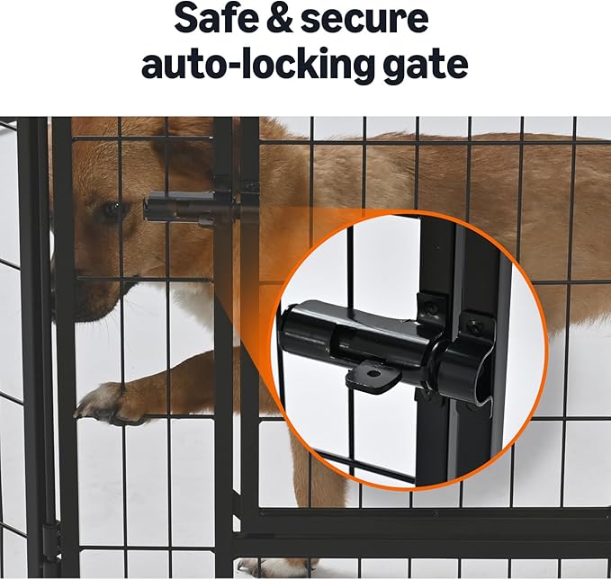 Amazon Basics Dog Playpen, 8 Panels Metal Fence with Door, Foldable for Indoor and Outdoor Use, Suitable for Small to Medium Sized Dogs, 24 Inch Height, Black