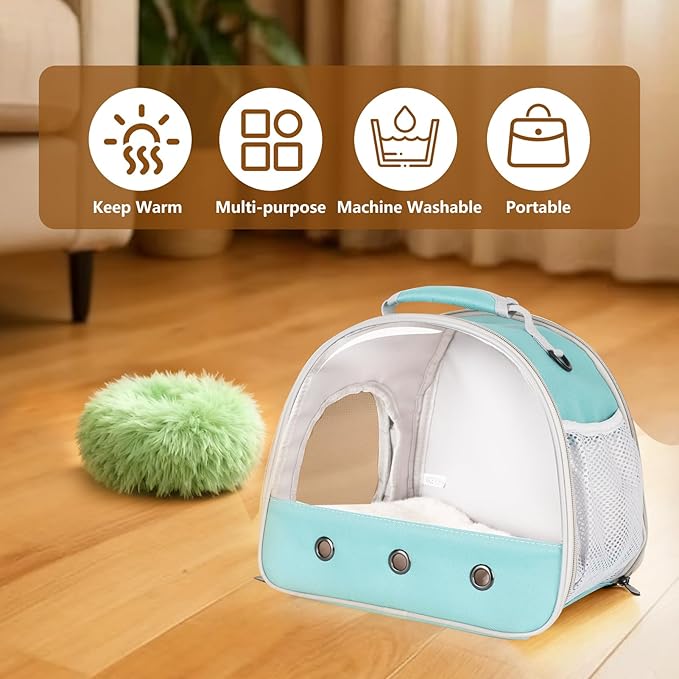 2-Pack Guinea Pig Carrier and Burrowing Bed, Portable Small Animal Cage with Clear Window, Plush and Fluffy Hideaway Pet Bed for Piggies, Hamster