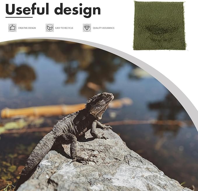 POPETPOP Reptile Carpet Liner Mat for Terrarium Bedding Moisture Retaining Faux Grass Substrate for Snakes Lizards Tortoises and