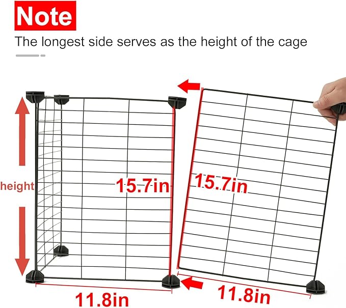 Oneluck Guinea Pig Cage, Small Animal Playpen with Rasied Waterproof Liner, 8 Square Feet for 2 Pets, Expandable Indoor Habitat, C&C Cage for Bunny, Turtle,Hedgehog,48''L x 24''W x 16''H