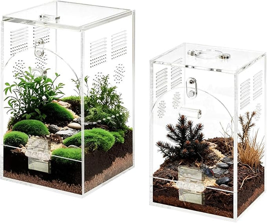 Jumping Spider Enclosure, Acrylic Insect Terrarium, Praying Mantis Habitat, No Assembly Required, 2-Size Kit