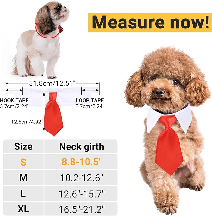 Segarty Dog Neckties Puppy, 6pcs Formal Classy Pet Neck Ties Little Dog and Kitten Suit, White Cat Collar with Black Red Pink Tie, Tuxedo Bow Tie Collar for Small Dogs Puppies Wedding Costumes