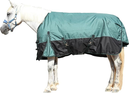 1200D Ripstop Waterproof Breathable Horse Blanket (200g Fill), Medium Weight Warm Winter Turnout, Thermal Protection for Cold & Snow Greenblack 84"