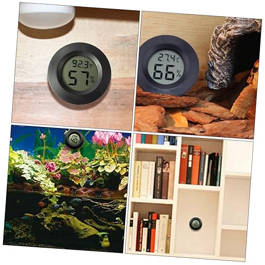 7pcs Reptile Tank Thermometer Hygrometer Mini Digital Temperature Humidity Gauge for Humidor Terrarium and Greenhouse