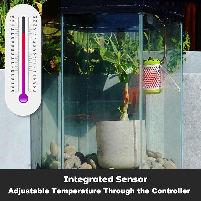 SYSAI Smart Reptile Heater with Auto Temperature Control, Installation Kit and Anti-Biting Line, Design for Chameleon, Snakes, Lizards, Chicks, Amphibian, Turtle and Flower