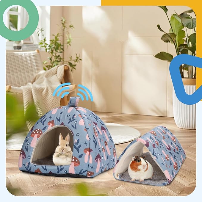 2-Pack Guinea Pig Hideout with Tunnel, Warm Lightweight Small Animal Bed, Easy to Clean Guinea Pig Bed for Rabbits Hamsters Chinchillas