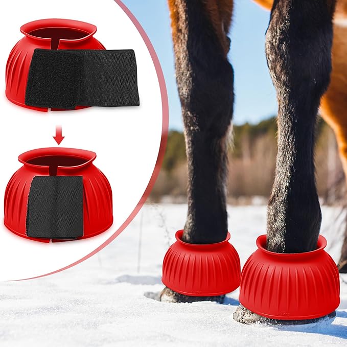 Abbylike Bell Boots for Horses 1 Pair/2 Pair Available, Protect Against Hoof Impact Trauma, Rubber Bell Boots Horse Care for Turnout, No Rub Design Wrap Hook and Loop