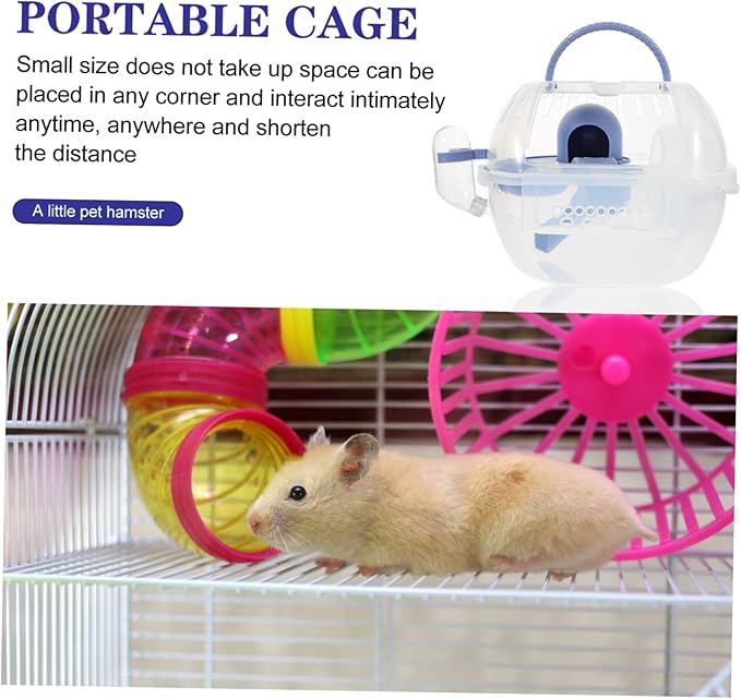 MERRYHAPY Hamster Cage Hamster Transport Unit Hideaway Playhouse Rat Carriers Small Animal Carrier Carrying Cases Small Rodent Carrier Rat Cage Pp Travel Pet Hedgehog