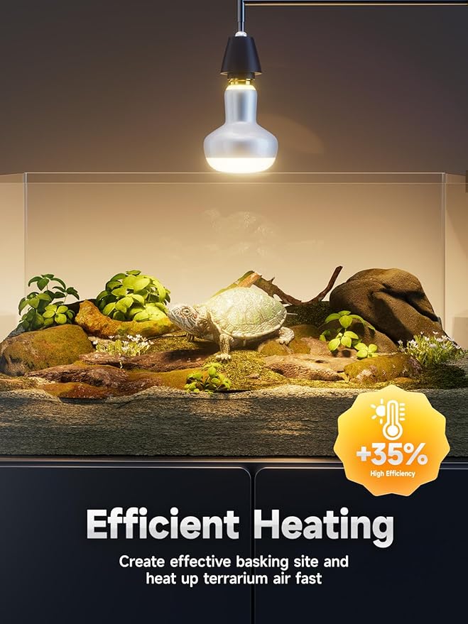 Reptile Heat Lamp,2 Pack 100W Basking Light Bulb with UVA Simulated Sunlight, 3000+ Hours Lifespan, Efficient Heating & Easy Installation for Bearded Dragon, Turtle, Lizard, Snake, Gecko & Chicken