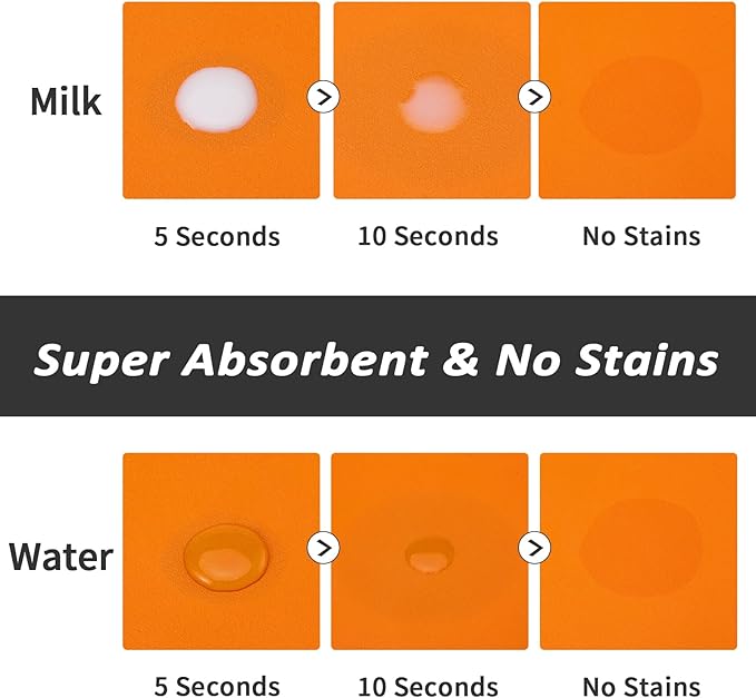 HotLive Dog Food Mat - Absorbent Cat Mat for Food and Water, No Stains Pet Feeding Bowl Mat, Easy to Clean Pet Placemats, Quick Dry Dog Water Dispenser Mat for Messy Drinkers | Paw Orange 18"x34"