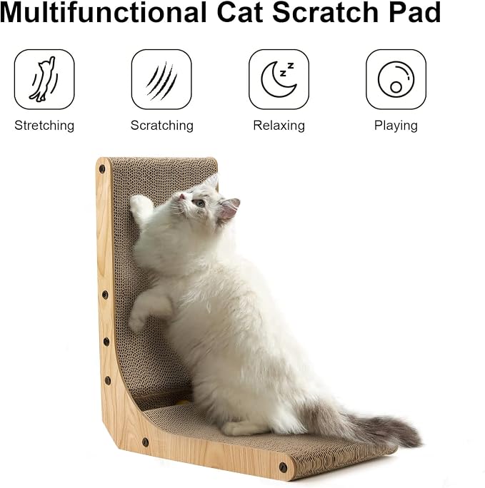 FUKUMARU Cat Scratcher, 18.7 Inch L Shaped Cat Scratch Pad Wall Mounted - Image 2