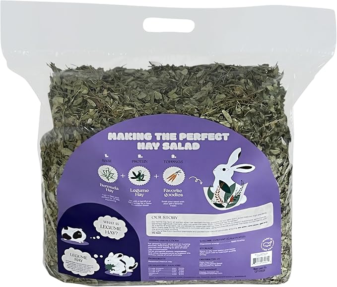 Legume Hay – Premium Perennial Peanut Hay for Rabbits & Small Pets – Sweet, Appetizing Flavor, Nutrient-Rich, All-Natural, Hand-Packed on Family Farms (60 Ounces)