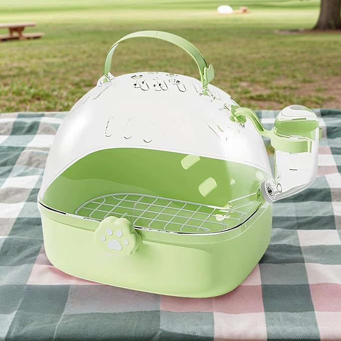 Hamster Travel Cage | PVC Chinchilla Carrier Cage with Water Bottle | Spacious Pet Bird Carrying Accessory for Hedgehog Macaws Cockatiels Sparrow Parakeet Lovebirds Conures