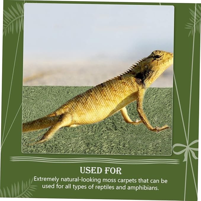 BESPORTBLE Reptile Carpet Mat for Terrarium Fake Moss Substrate for Tortoises Frogs and Lizards Reusable Pet Liner for Enhanced Habitat Decor