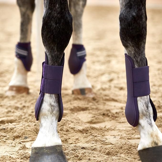 HORZE Adepto Open Front Tendon Boots | Durable Shell with Neoprene Lining - Blackcurrant Purple - Cob