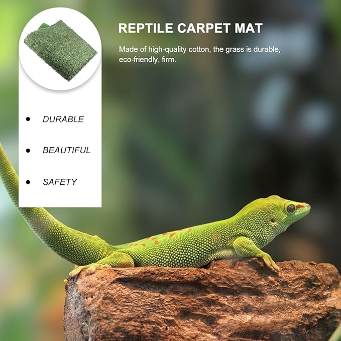 Toyvian 2pcs Moss Reptile Carpet Mat Terrarium Liner Bedding for Turtles Lizards Bearded Dragons Geckos Non-Adhesive Moisture Retentive Artificial Lawn for Pets Habitat