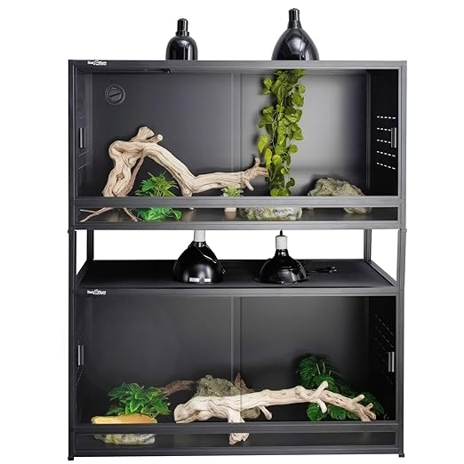 Stackable PVC Reptile Enclosures 44 Gallon ToxiRium Large Reptile 40''x16''x16 Space efficient Tank for Bearded Dragon Lizard Snake,Wide Breeding Vivarium with Sliding Glass Doors Lock-with spacers