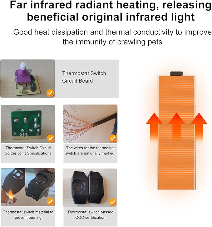 Crystalberry 31" x 11" Reptile Heat Pad 45W, Adjustable Temperature Heating Mat Multi-Temperature Control Pet Heating Pad, Under Tank Heater Mat for Turtle Snake Lizard Terrarium Tank