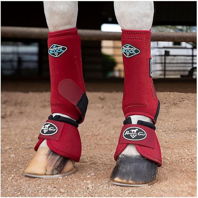 Professional's Choice 2XCOOL Sports Medicine Horse Boots | Protective & Breathable Design for Ultimate Comfort, Durability & Cooling in Active Horses | 2 Pack Medium Crimson Red