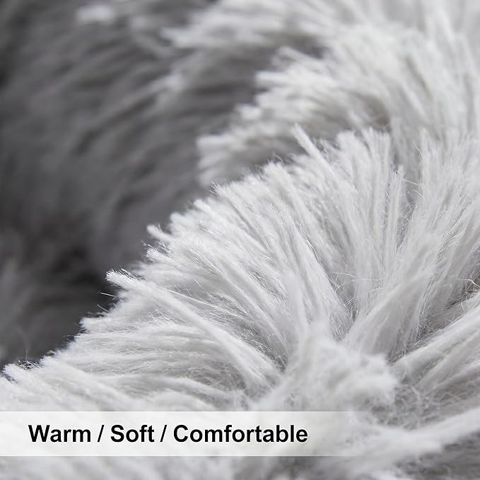 Extra Small Dog Bed Cute Grey Dog Bed Washable 19 inches Donut Fluffy Small Pet Beds,Calming Anti Anxiety Round Fits up to 10 lbs Soft Warm Pets Beds for Puppy Dogs Indoor