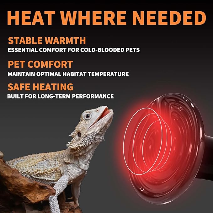 150W Reptile Heat Lamp(2 Packs)-Ceramic Heat Emitter for Reptiles Amphibian Pet Brooders Chicken Incubation, and Terrariums Turtle Lizard Bearded Dragon Snake E26