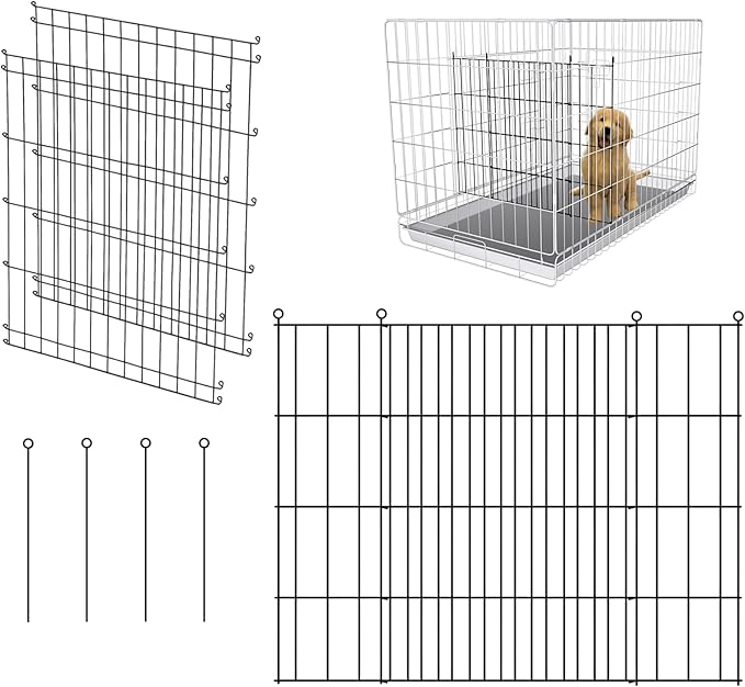 Dog Crate Divider Panel - 2 Pack Black Metal, Compatible with 42"-48" & Other Crate Sizes, 28" H x Adjustable Width 19.96"-36.61"(Dog Crate NOT Included)