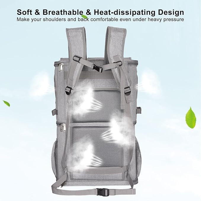 2-in-1 Extra Large Double Pet Carrier Backpack for Small Cats and Dogs, Portable Pet Travel Carrier, Super Ventilated Design, Ideal for Traveling/Hiking/Camping, XL