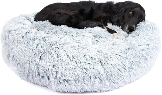 Barkbox Dog Bed, 2-in-1 Memory Foam Donut Cuddler Dog and Cat Bed, Calming Orthopedic Joint Relief Fur Crate Lounger for Pets, Machine Washable + Removable Cover, Waterproof Lining, Includes Toy
