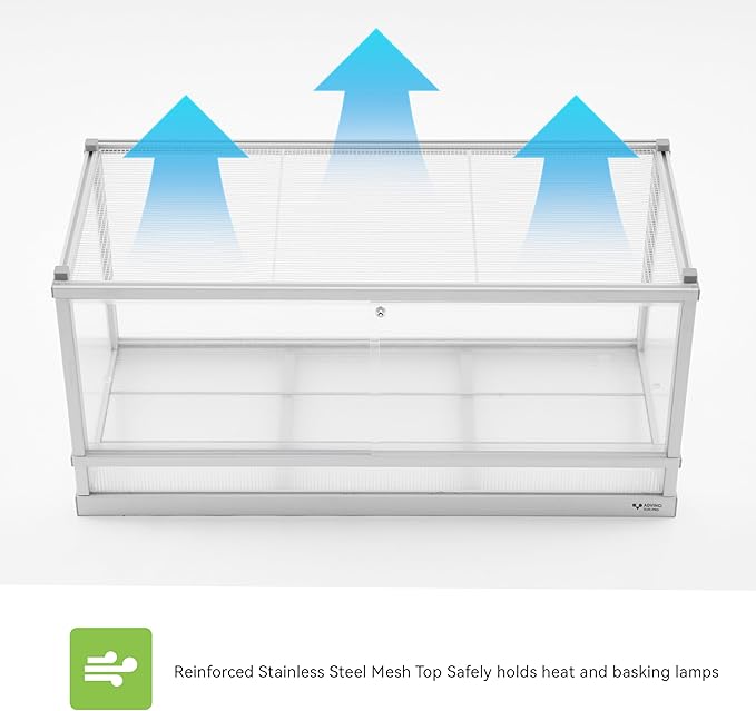 127 Gallon Reptile Tank, Reptile Enclosure for Easy Maintenance, Top Screen Ventilation & Glass Sliding Door 48x24x26''