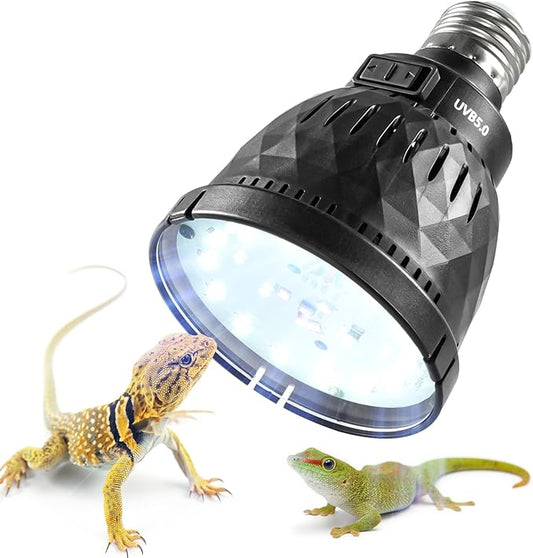 REPTI ZOO UVB Light Bulb for Reptile, 5.0 & 10.0 UVB UVA Reptile Light Bulb for Turtles Bearded Dragon Gecko Lizard Snake, Full Spectrum Sun Lamp Energy-Efficient & Natural Sunlight Simulation