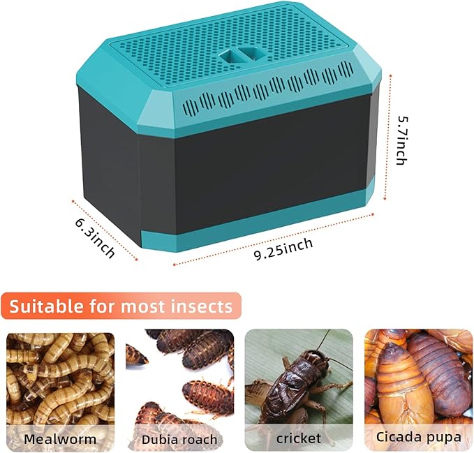 XIGETRAIL Insect Habitat for Crickets, Dubia Roaches, Breadworms,Convenient for Storing, Feeding Insects.(9.25" L x 6.29" W x 5.7" H)