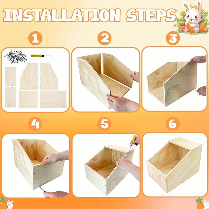 Wooden Rabbit Nesting Box, Small Animal Hutch Hideout, Breeding Shelter & Burrow Den Alternative for Rabbits, Guinea Pigs, Chinchillas or Other Small Pets(16x11x11 in)