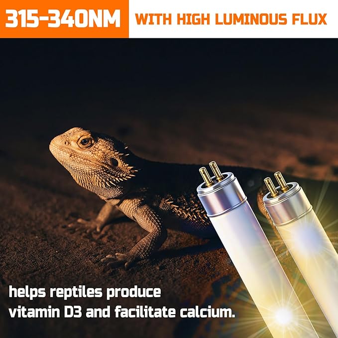 4 Pack T5 UVB Reptile Light Bulb, 34 Inch 39W 10.0, UVA UVB Fluorescent Tube T5 Reptile Light for Bearded Dragon