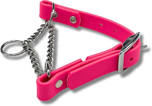 Martingale Collar for Dogs, Biothane, Stainless Steel Hardware, No Pull, Made in The USA, Professional Grade, Large, Pink
